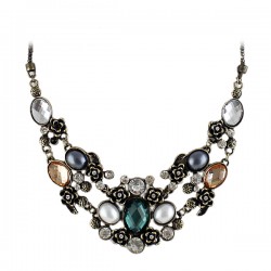 Classical necklace metallic chain with colorful rhinestone